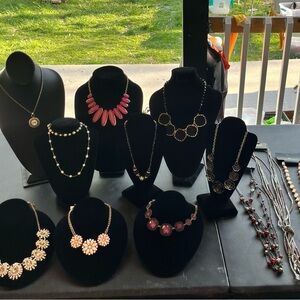 Lot of 15 Gold and Pink Necklace Collection‎ different brands some with labels